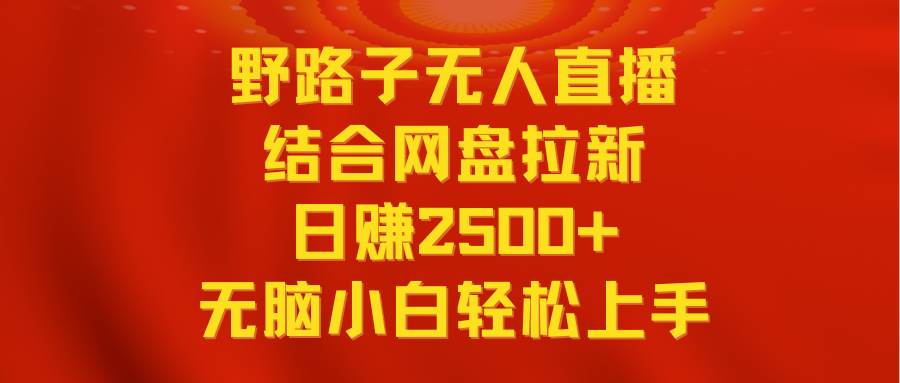 无人直播野路子结合网盘拉新，日赚2500+多平台变现，小白无脑轻松上手操作燚龙网创-网创项目资源站-副业项目-创业项目-网赚项目燚龙网创