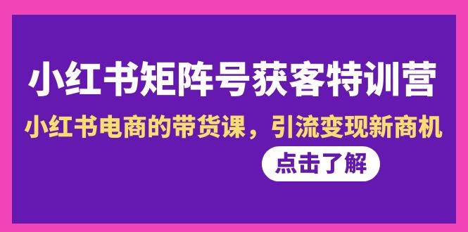 小红书-矩阵号获客特训营-第10期，小红书电商的带货课，引流变现新商机燚龙网创-网创项目资源站-副业项目-创业项目-网赚项目燚龙网创