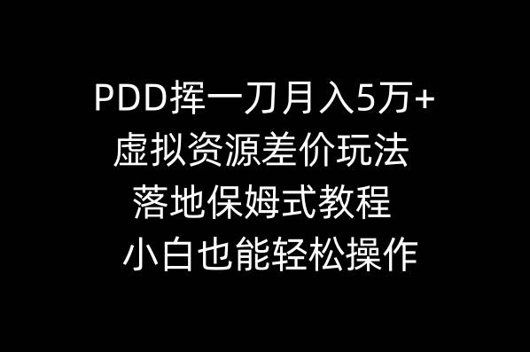 PDD挥一刀月入5万+，虚拟资源差价玩法，落地保姆式教程，小白也能轻松操作燚龙网创-网创项目资源站-副业项目-创业项目-网赚项目燚龙网创