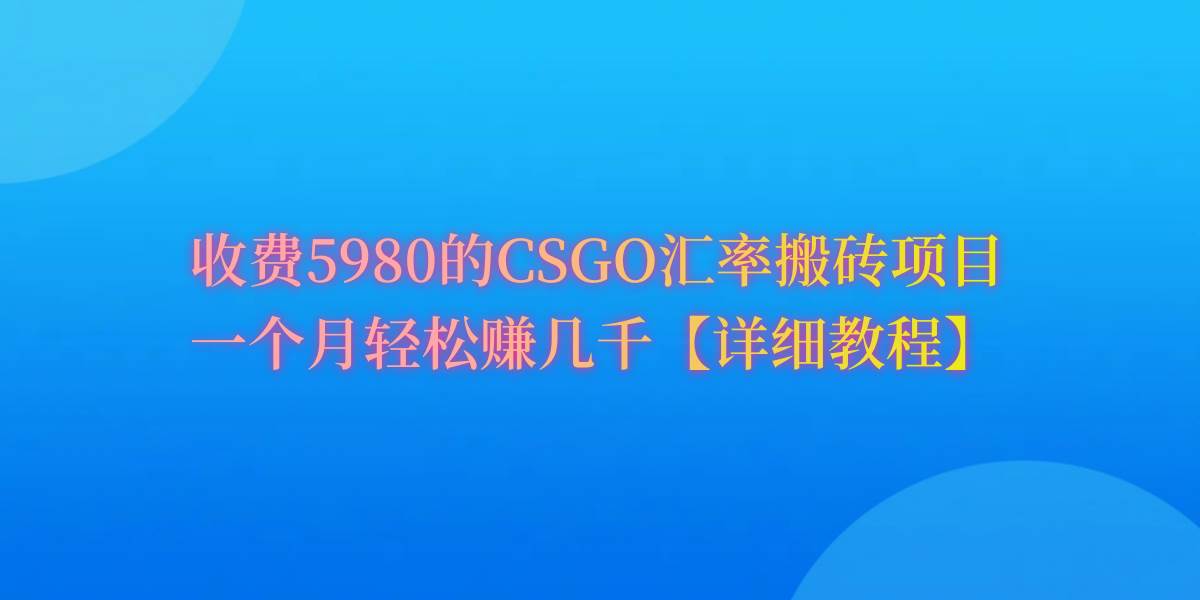 CSGO装备搬砖，月综合收益率高达60%，你也可以！燚龙网创-网创项目资源站-副业项目-创业项目-网赚项目燚龙网创