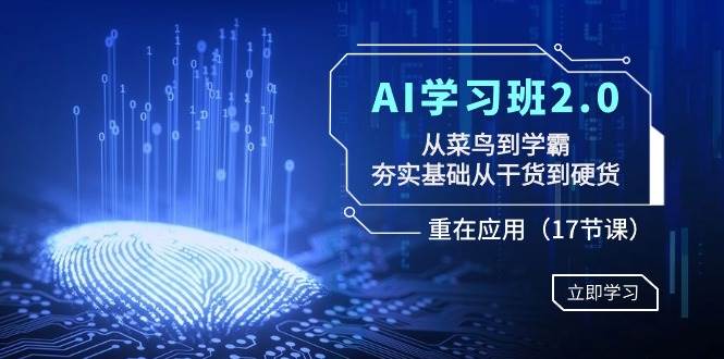 AI学习班2.0：从菜鸟到学霸，夯实基础从干货到硬货，重在应用（17节课）燚龙网创-网创项目资源站-副业项目-创业项目-网赚项目燚龙网创