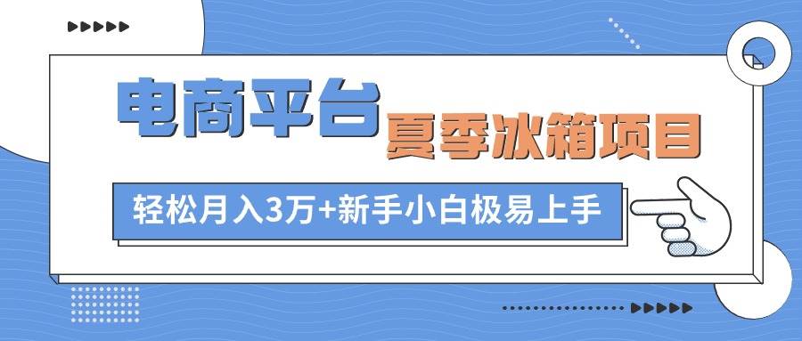 电商平台夏季冰箱项目，轻松月入3万+，新手小白极易上手燚龙网创-网创项目资源站-副业项目-创业项目-网赚项目燚龙网创