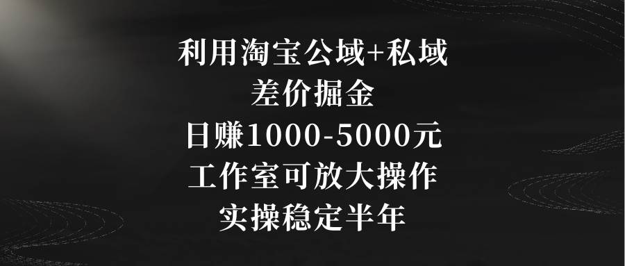 利用淘宝公域+私域差价掘金，日赚1000-5000元，工作室可放大操作，实操…燚龙网创-网创项目资源站-副业项目-创业项目-网赚项目燚龙网创