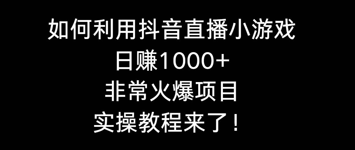 如何利用抖音直播小游戏日赚1000+，非常火爆项目，实操教程来了！燚龙网创-网创项目资源站-副业项目-创业项目-网赚项目燚龙网创