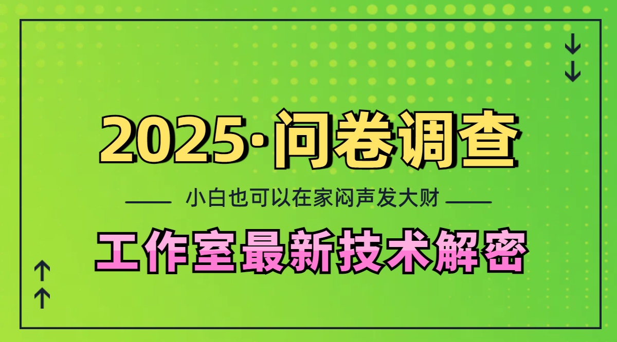 2025《问卷调查》最新工作室技术解密：一个人在家也可以闷声发大财，小白一天200+，可矩阵放大燚龙网创-网创项目资源站-副业项目-创业项目-网赚项目燚龙网创