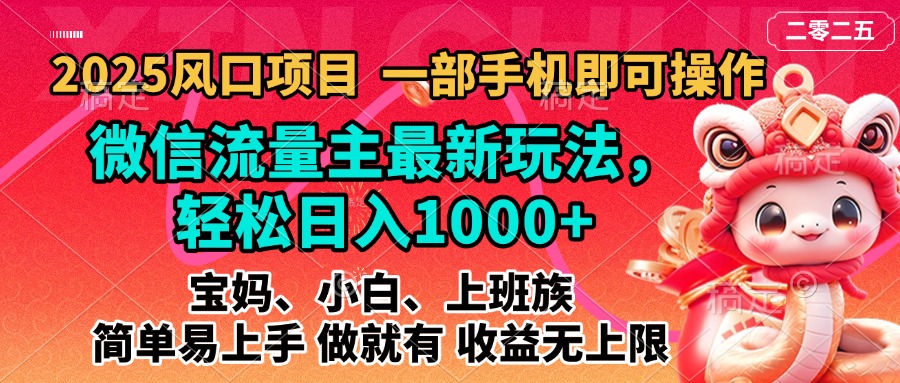 2025蓝海风口项目，微信流量主最新玩法，轻松日入1000+，简单易上手，做就有 收益无上限燚龙网创-网创项目资源站-副业项目-创业项目-网赚项目燚龙网创