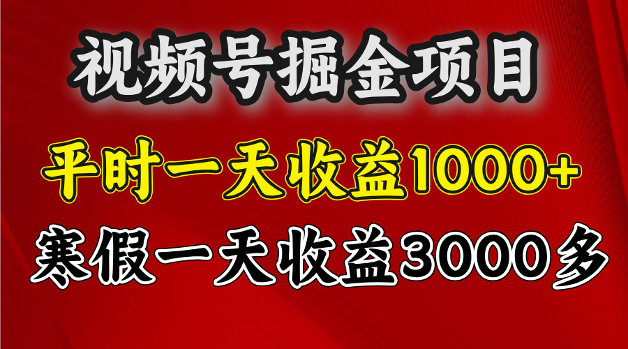 视频号掘金项目，寒假一天收益3000多燚龙网创-网创项目资源站-副业项目-创业项目-网赚项目燚龙网创